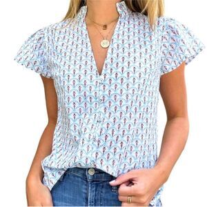 Beau & Ro Floral  Cotton Blouse